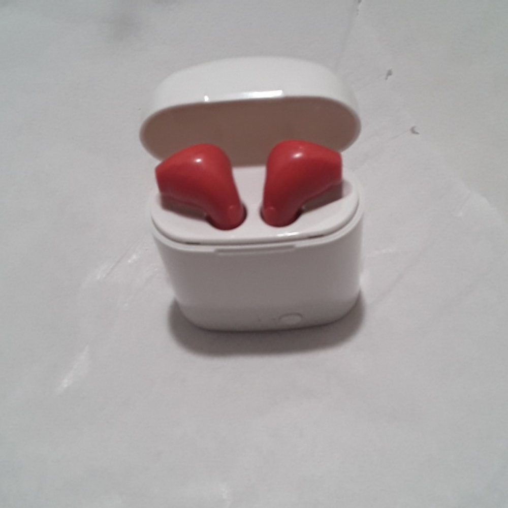 I7S TWS wireless Earbuds Bluetooth red ,apair - Picture 1 of 2